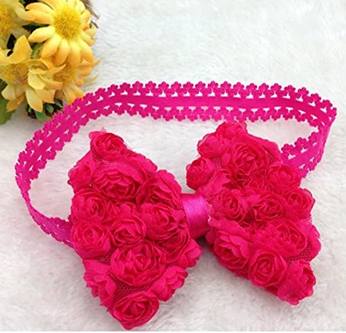 Lowestbest Flower Bow Hair Accessories Headband Headbands Head Band for Girls Baby Newborn Child Kids Toddler Infant (Hot Red)