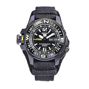Seiko Men's SKZ317 Map Meter Stainless Steel Black Rubber Strap Watch