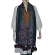 Wool Long Scarf Ladies Winter Clothes Handcrafted Gift Dress from India with Pom-Pom 28 x 72 inches (jstl335)