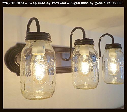 MASON JAR Light Fixture Vanity NEW Quart Trio