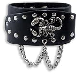 Black Chained Scorpion Leather Bracelet