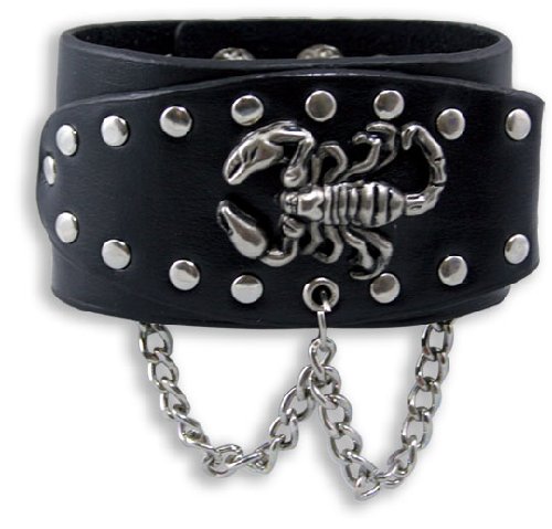 Click here to buy Black Chained Scorpion Leather Bracelet.