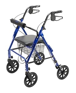 Medline Folding Rollator Walker with Folding 8-inch Wheel, Blue
