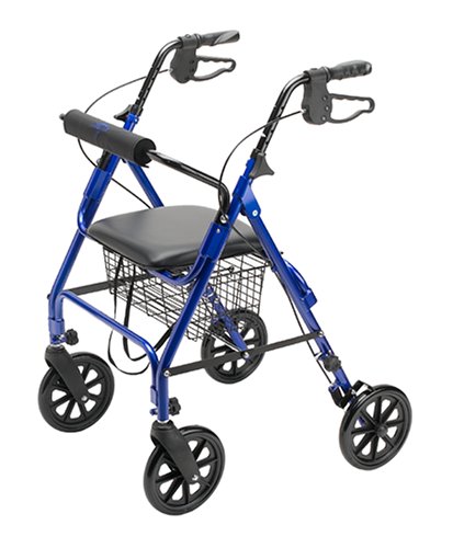 Medline Folding Rollator Walker with Folding Wheels, Blue Medline Folding Rollator Walker with Folding Wheels, Blue