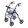 Medline Folding Rollator Walker with Folding Wheels, Blue