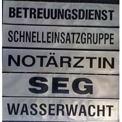 Medprodukt R�ckenschild Rettungsdienst NOTARZT Wasserwacht Betreuungsdienst etc. 8 x 42 cm