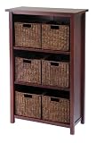 7pcs Milan Antique Walnut Finish Shelf with 6 Storage Baskets