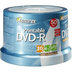 Memorex 4.7Gb/16x Printable DVD-R (50-Pack Spindle)