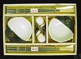 Wood Japanese Bento Black Sushi Wasabi Dish Set