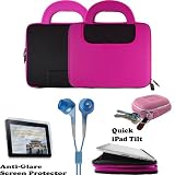 Deluxe Nylon & Neoprene Flip Book Jacket/Folio for Apple iPad 3G tablet/Wifi model 16GB, 32GB, 64GB + Includes a 4-inch eBigValue (TM) Determination Hand Strap + iPad Touch Anti Glare Screen Protector Guard (Compatible with all Versions of iPad) + Also includes a set of Fashion Earbud Headset Headphones 3.5mm Jack In-Ear Stereo + Includes an earphone case Clamshell Style with Zipper Enclosure, Inner Pocket, and Durable Exterior!