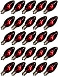Red C9 Intermediate Screw (E17) Base Transparent Christmas Holiday Light Bulb Replacement 25 Pack