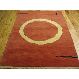 4'0 x 5'9 Orange Hand Knotted Wool Gabbeh Rug