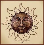 16" Sun Face Brass Finished Wall Decor Art Plaque