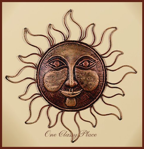 16' Sun Face Brass Finished Wall Decor Art Plaque