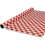 Party Essentials 4015RW Heavy Duty Printed Plastic Banquet Table Roll, 40-Inch by 150-Feet, Red/White