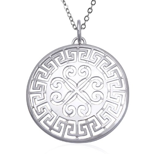 Sterling Silver Cut-Out Round Pendant, 18"