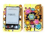 Yellow with Black Orange Purple Flower Circle Wave Rubber Texture Barnes and Nobles BN E-Book Reader Nook Snap on Case