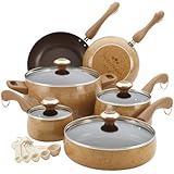 Paula Deen 13144  Signature Porcelain Nonstick 15-Piece Cookware Set, Honey Speckle