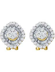 1.54CTW DIAMOND FLOWER EARRING 14K Yellow-gold Real Diamond