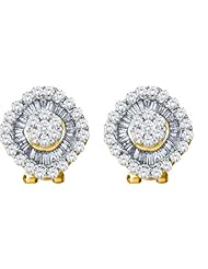 1.54ctw Round & Baguette Cut Diamond Flower Earrings