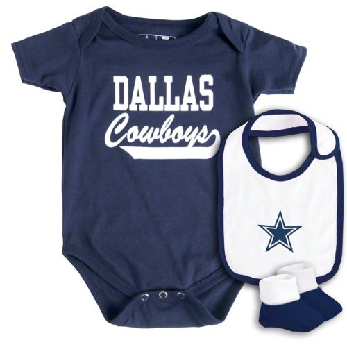 Reebok Dallas Cowboys Newborn Bodysuit, Bib And Bootie Set 3-6 Months