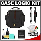 Case Logic High Zoom Digital Camera Bag with LCD Protectors + Cleaning Accessory Kit for Canon Rebel XSi, XS, T1i, T2i, EOS 60D, 50D, 5D, 7D, Nikon D3000, D3100, D5000, D7000, D90, D300s, Olympus Evolt E-5, E-30, E-450, E-620 & Sony Alpha A290, A390, A500, A33, A55, A550