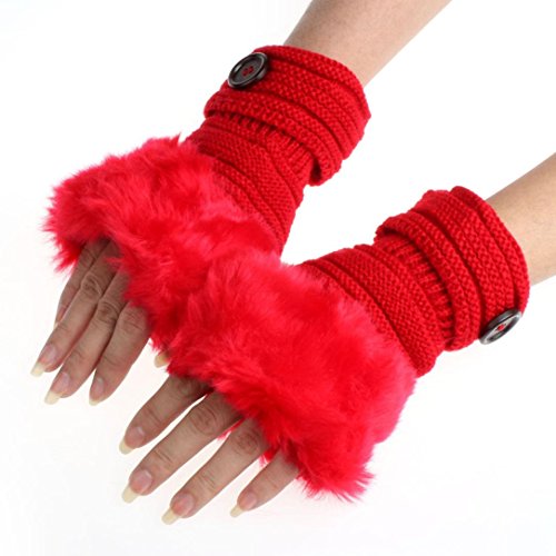 DZT1968® 1PCWomen Winter Rabbit Fur Wrist Fingerless Gloves Mittens