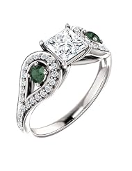 Platinum Round Cut Diamond and Genuine Alexandrite Ring -- LIFETIME WARRANTY