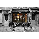 Professionally Framed France (Cafe Bar du Bresil) Art Poster Print - 24x36 with RichAndFramous Black Wood Frame