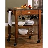 Kitchen Cart in Marble Top and Oak Veneer Finish