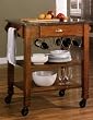 Kitchen Cart in Marble Top and Oak Veneer Finish