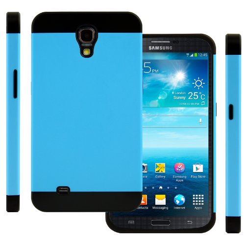 Galaxy Mega Case (Blue / Black), Samsung Galaxy Mega 6.3" CellJoy (Will NOT Fit Mega 2) [Vivid Hybrid] Dual Layer TPU Case Phone Cover Skin **Card Storage** For i9200