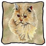 Cream Persian Cat Woven Lap Square (Throw Blanket)