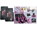 All Products : 13-Piece Love Story Auto Interior Gift Set - 2 Multicolor Hearts Front Low Back Bucket Seat Covers, 2 Multicolor Hearts Head Rest Covers, 1 Multicolor Hearts Steering Wheel Cover, 2 Multicolor Hearts Shoulder Harness Pressure Relief Covers, and a Set of 2 Universal Fit Front Multicolor Hearts Rubber Floor Mats For Cars / Trucks