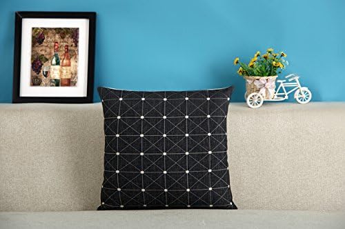 Linen Modern Style Black &amp; White Zig Zag Chessboard Cushion Cover Pillow Case for Sofa &amp; Bedding Home Decor