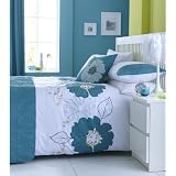 Summer Floral Embroidered Quilted Bed Runner - Teal