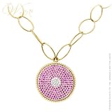 WILLOW GOLD: *MABANA PINK SAPPHIRE DIAMOND MEDALLION 18*