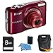 COOLPIX L28 20.1 MP 5x Zoom Digital Camera - Red Plus 8GB Memory Kit. Kit Includes 8GB Memory Card, Deluxe Carrying Case , and 3pc. Lens Cleaning Kit.