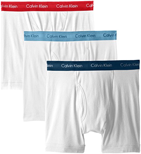 Calvin Klein Men's 3-Pack Cotton Classic Boxer Brief, White/Yale Blue/Essex Blue/Market Red, Small