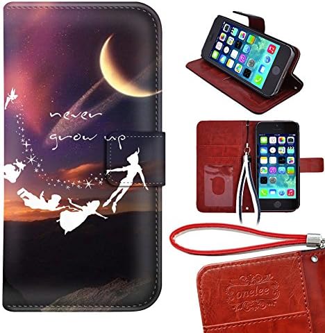 iPhone 5 Wallet Case,Never Grow Up Premium PU Leather Wallet Case cover with card slots for iPhone 5 5s
