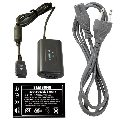 Samsung SLB-1137 Lithium-Ion Rechargeable Battery  Charger Kit for Digimax U-CA 3, U-CA 4, U-CA 505, U-CA 5, V600, and V700 Cameras