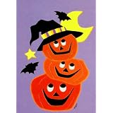 Trio of Happy Pumpkins Halloween Garden Flag  Appliqued Small 125 X 18 for Fall Autumn Porch House Yard Ba
