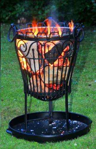 Black Wrought Iron 'Lincoln' Log Burner / Fire Basket including Ash Pan