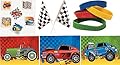 120 Pc Kid's Race Car Party Favor Bundle Pack (72 Tattoos, 12 Bracelets, 12 Sticker Sheets, 24 Checkered Racing Flags)