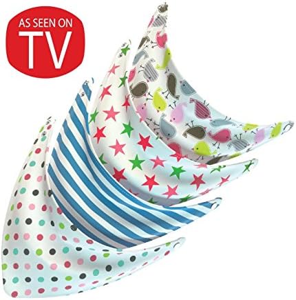 Premium Baby Bandana Bibs with Snaps- Pack of 4- Highly Absorbent Cloth Bib- Non Irritating Cotton and Fleece- Cute Patterns- Helps Feeding/ Teething/ Drooling/- Best Shower Gift for Boys and Girls