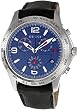 Tachymeter Chronograph Timeless Blue Dial Quartz Black Leather Strap