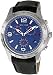 Tachymeter Chronograph Timeless Blue Dial Quartz Black Leather Strap