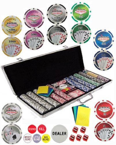650 11.5 Gram Dual Pattern Clay Composite Gambling Poker Chip Chipset with Gaming Accessories.