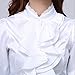 DPO Women's Chiffon Slim OL Ruffle Lace Founcing Front Shirt Long Sleeve Blouse