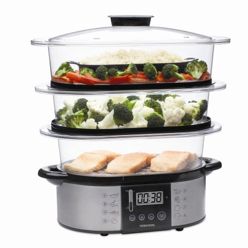 Toastess TVS-347 Silhouette Stainless-Steel Programmable Food Steamer and Rice Cooker